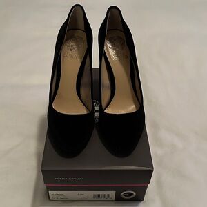 Vince Camuto Classic Black Smooth Velvet Heels